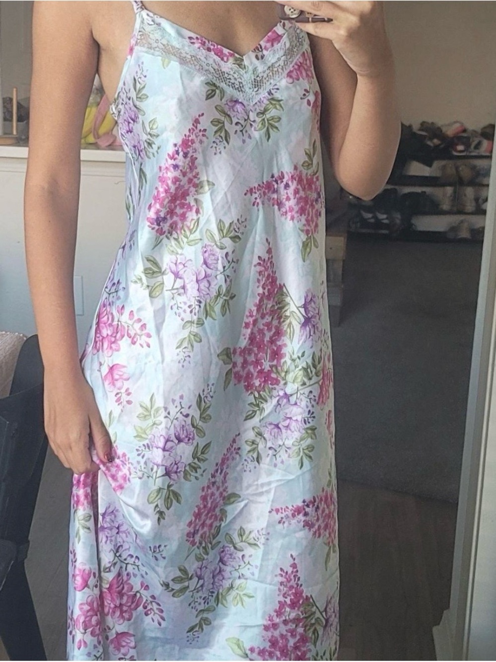 Morgan Taylor Floral Lace-Trim Slip